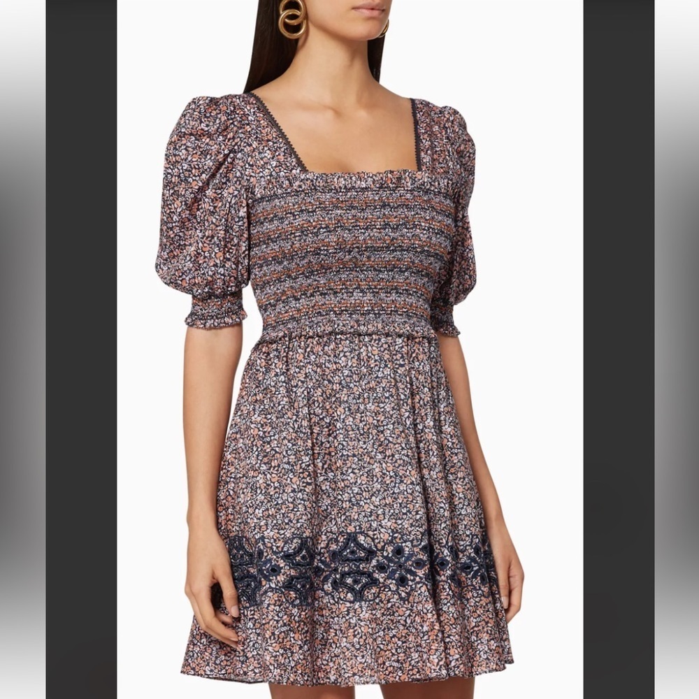 SIMKHAI Athena Floral Smocked Dress